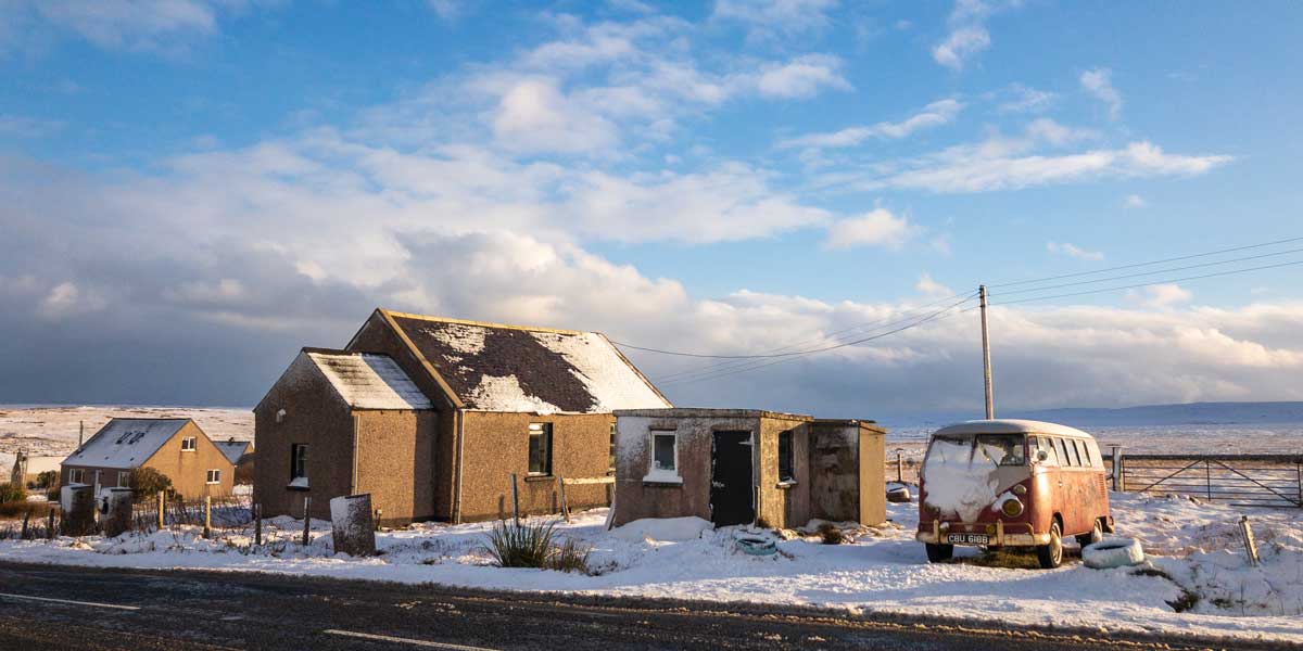 back to snow at the Small Mission Hall